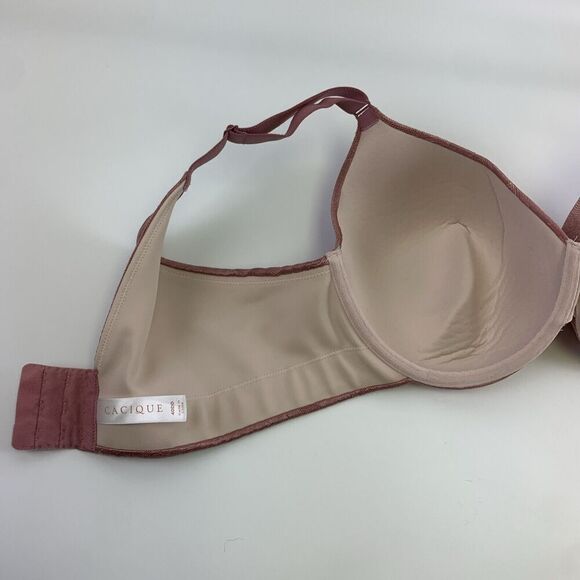 Cacique Invisible Lace Backsmoother Lightly Lined Balconette Bra Pink Size 40 DD - Picture 7 of 12